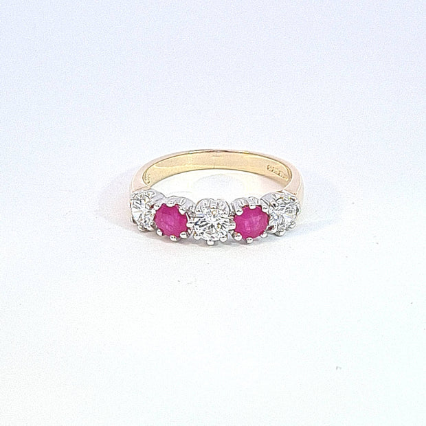 Gold Eternity ring set with Ruby & CZ 37035