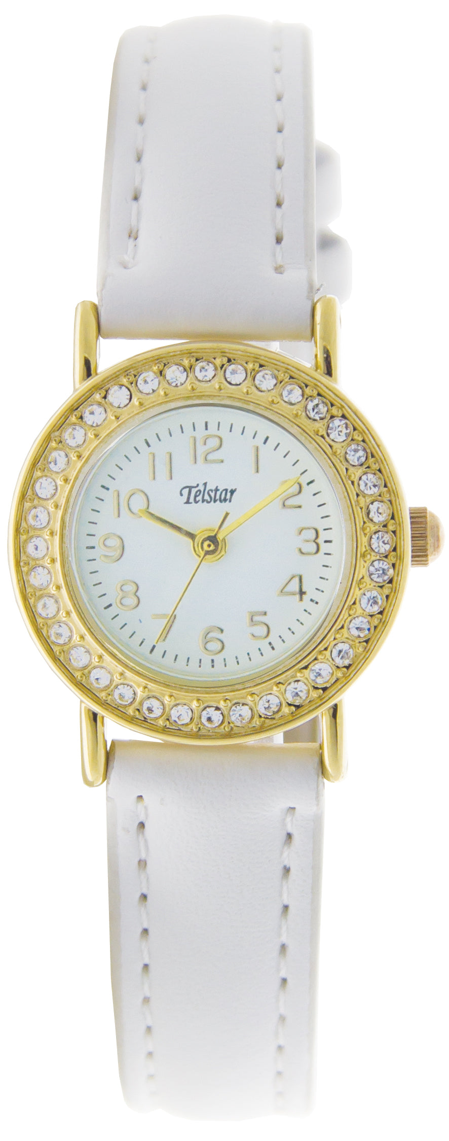 White strap girls Communion Telstar watch with crystals 13901 - Armin Lowe Jewellers