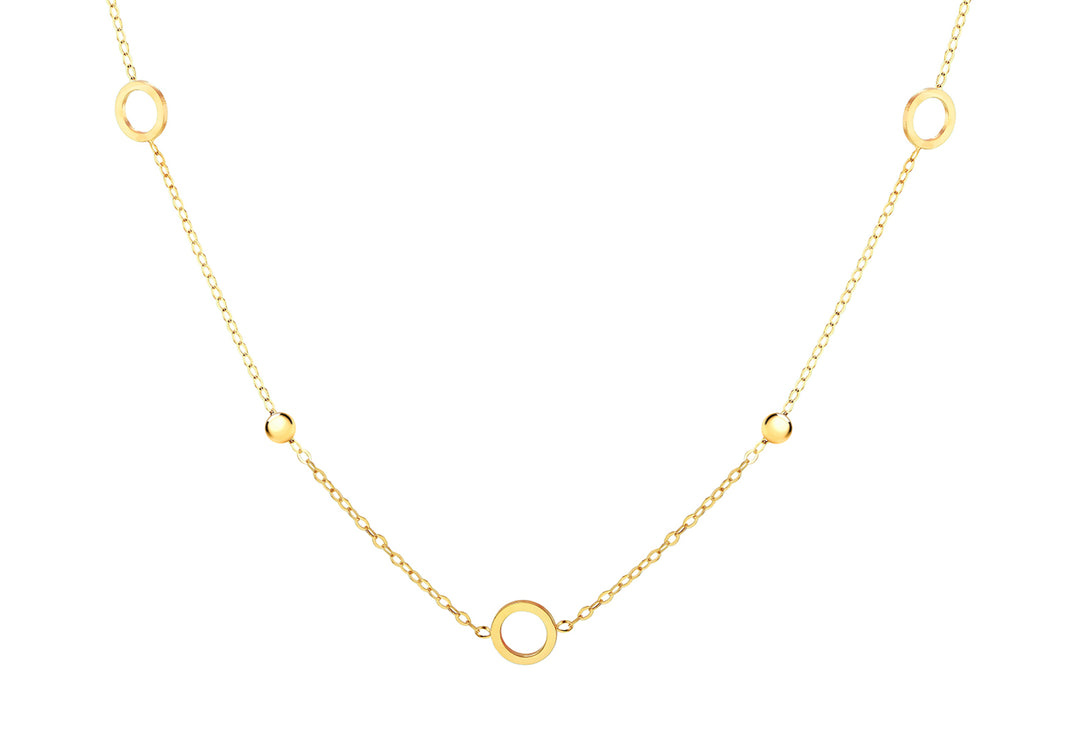 Gold Circle + Bead necklet 38219