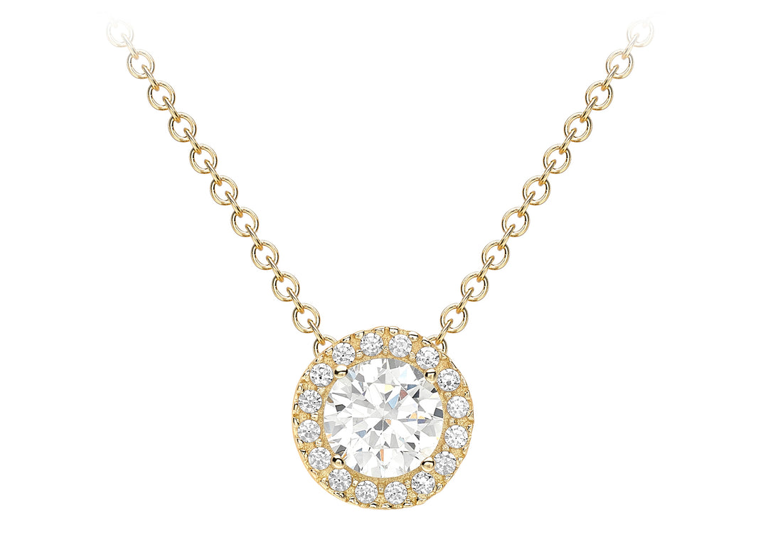 Gold CZ Halo pendant 38229