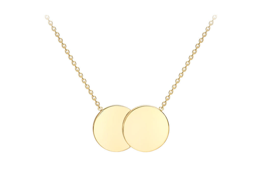 Gold double disc pendant on chain 38228