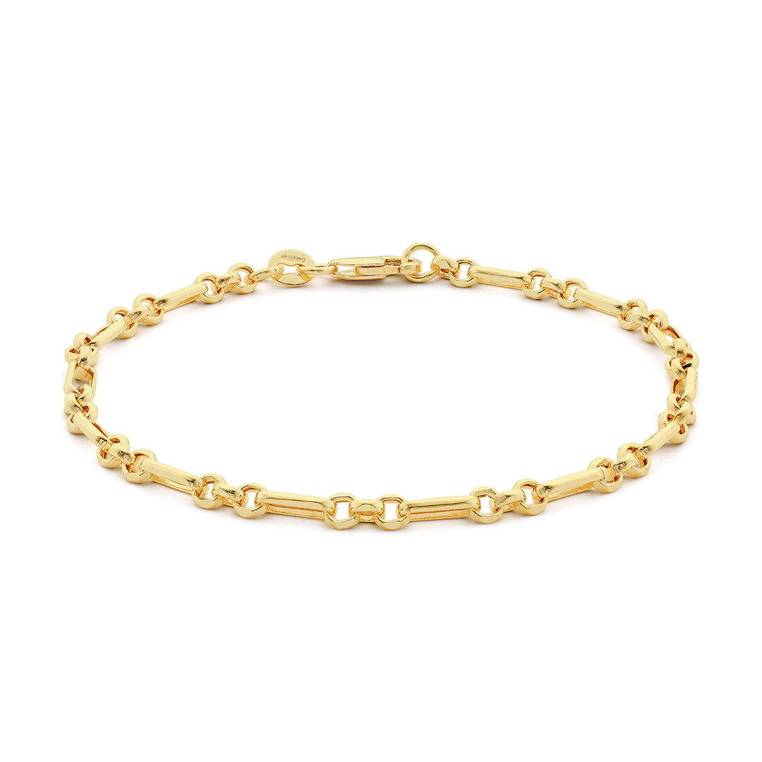 9ct Gold Figaro Bell link ladys bracelet 38866