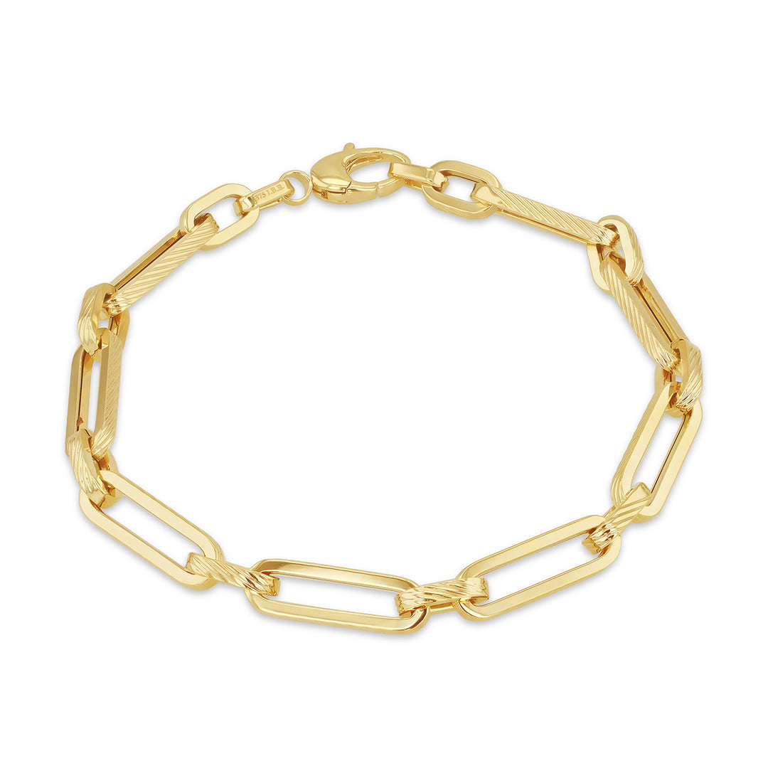 9ct gold fancy ladys trombone style link bracelet 38861