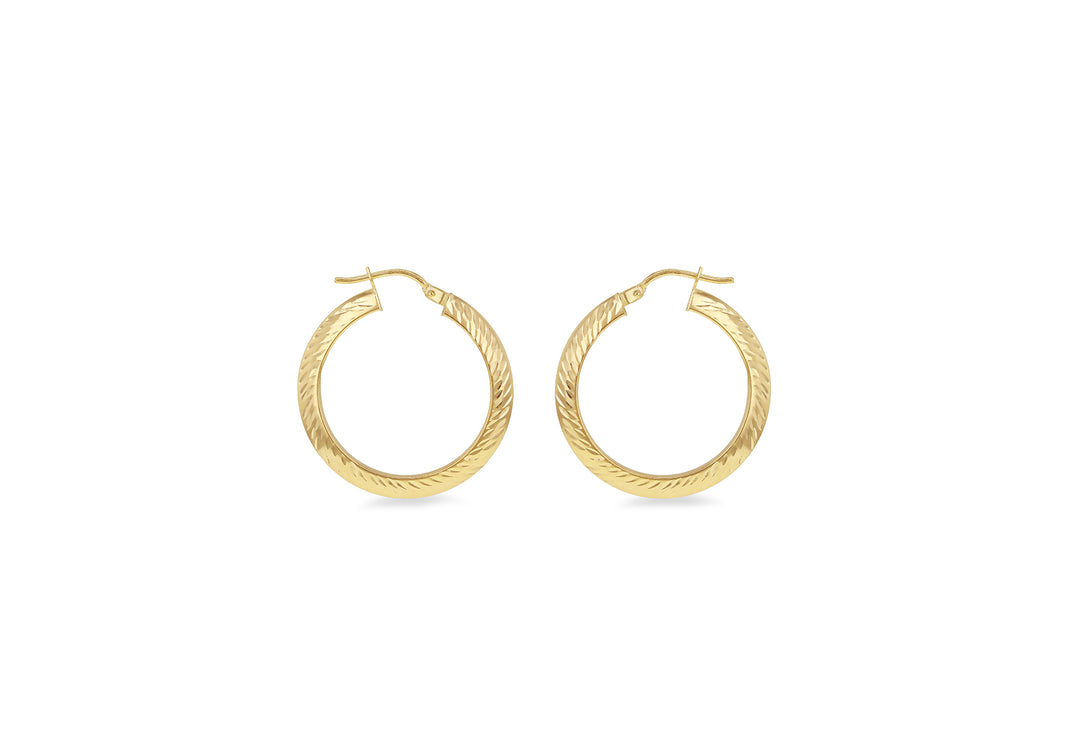 Gold diamond cut creole earrings 38256