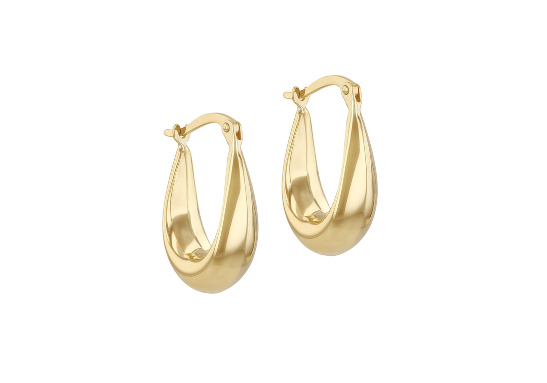 Gold tapering knife edge hoop earrings 38262
