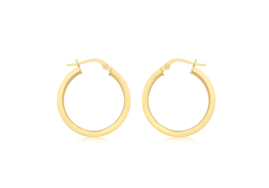 Gold square tube round hoop earrings 38255