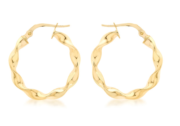 Gold twist hoop earrings 36853