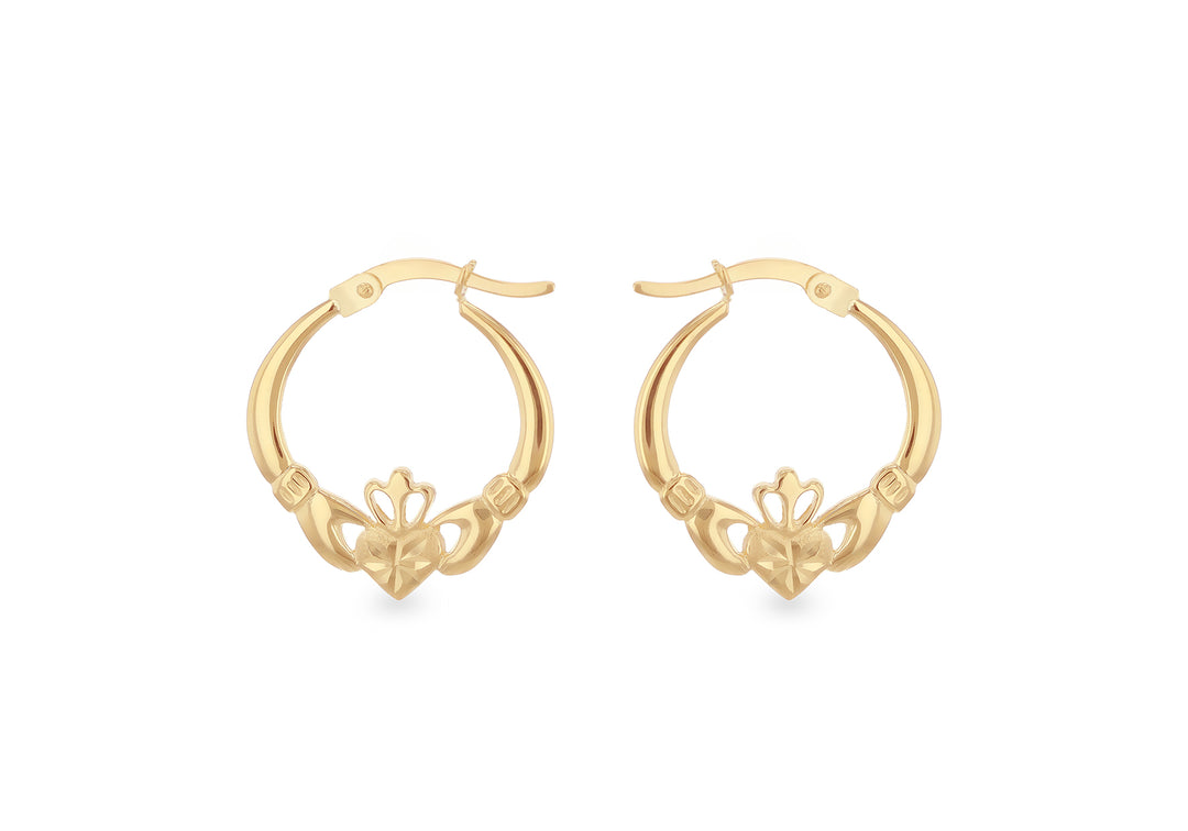 Gold Claddagh hoop earrings 38247