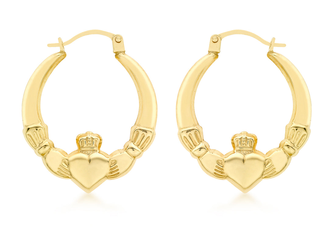 Gold Claddagh hoop earrings 37940