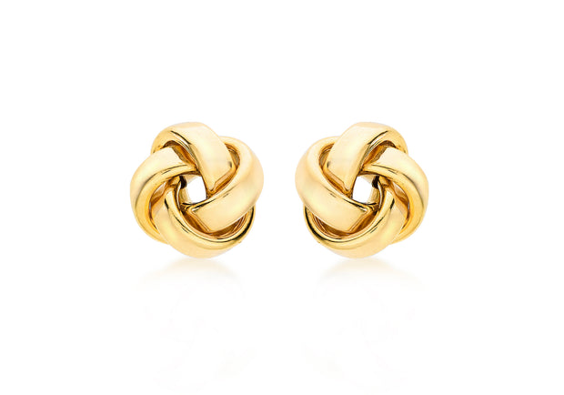 Gold tube knot stud earrings 36852