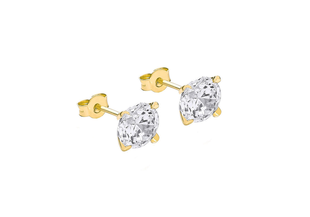 9ct gold 5mm CZ stud earrings 325 - Armin Lowe Jewellers