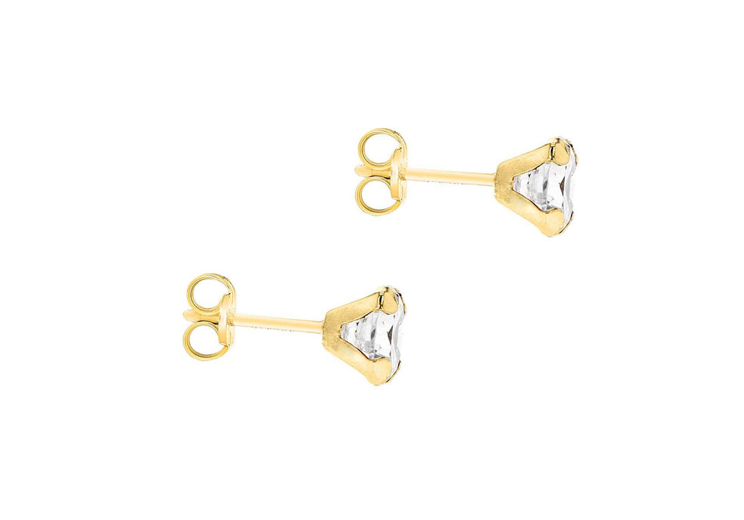 9ct gold 5mm CZ stud earrings 325 - Armin Lowe Jewellers