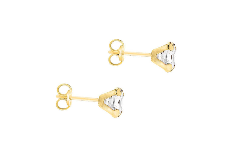 9ct gold 5mm CZ stud earrings 325 - Armin Lowe Jewellers