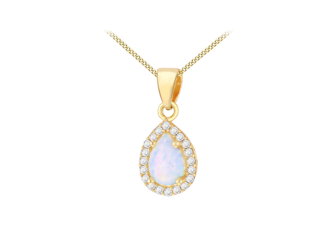 Gold Pear Synthetic Opal  pendant 38252