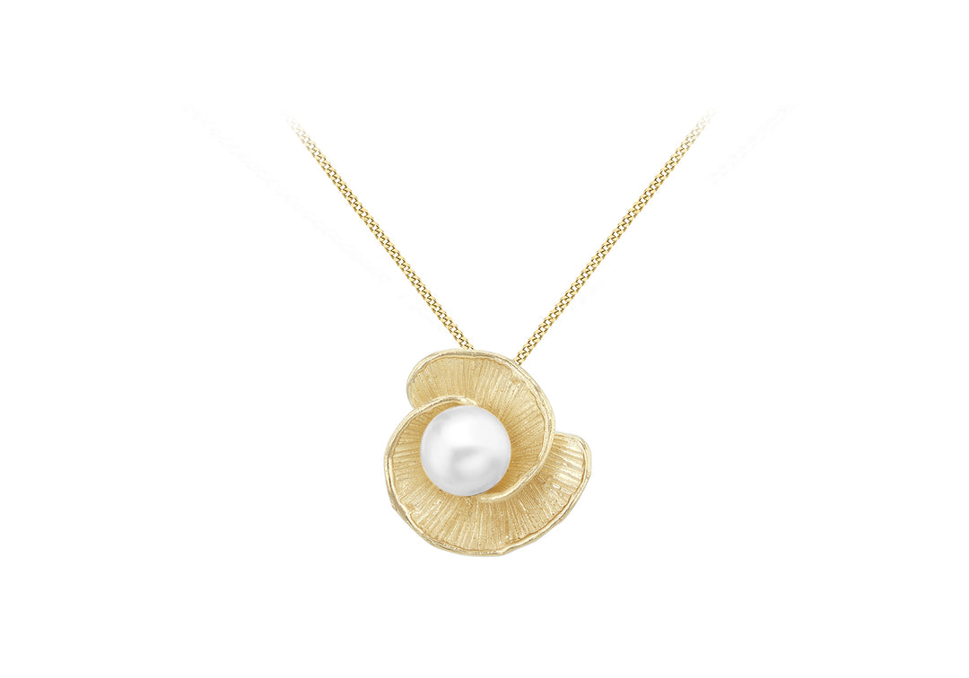 Pearl flower pendant in gold 38214