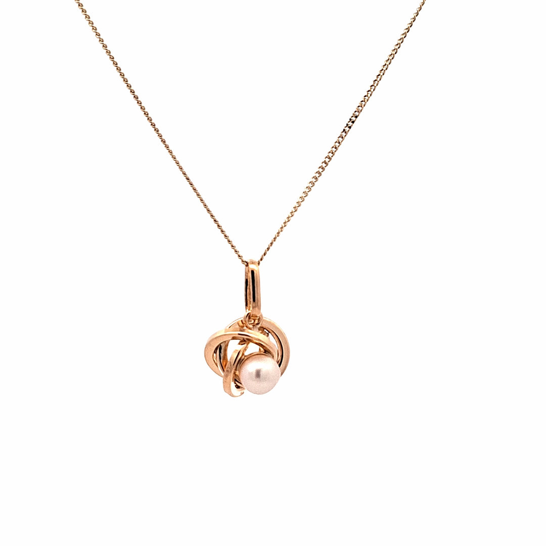 9ct  gold Knot & Pearl pendant 344