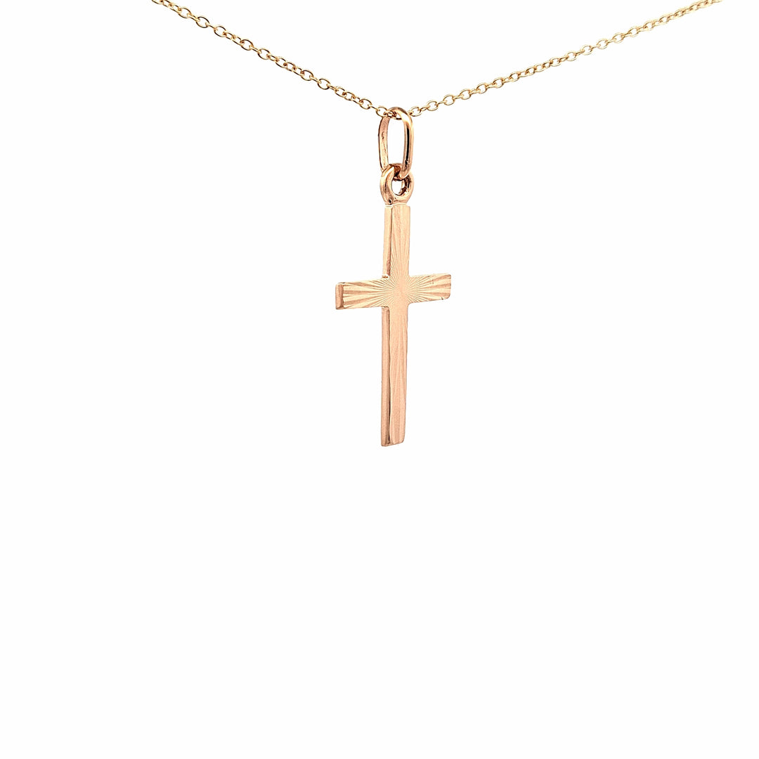 9ct gold Diamond cut Cross pendant 346