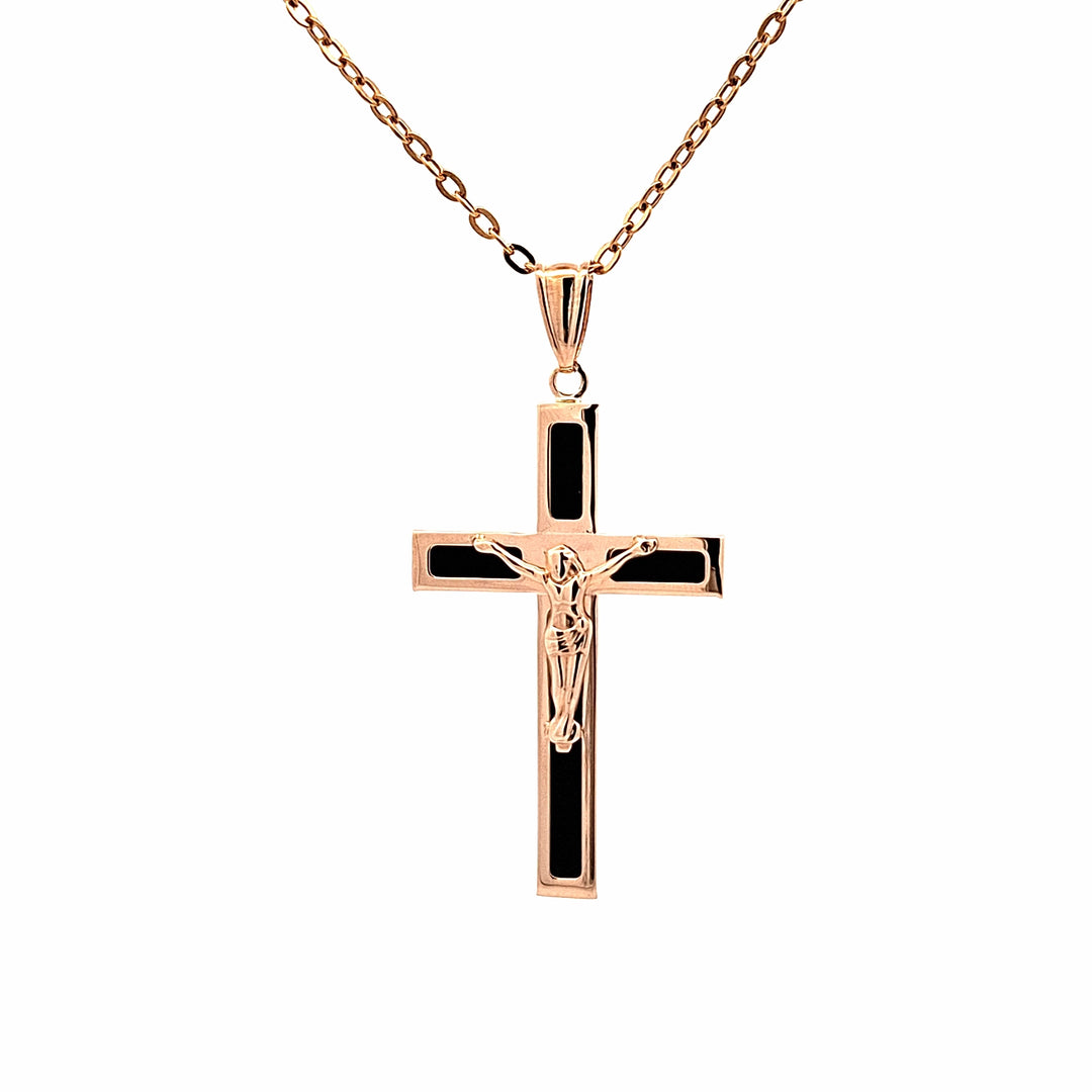 9ct gold and Onyx Crucifix pendant 38842