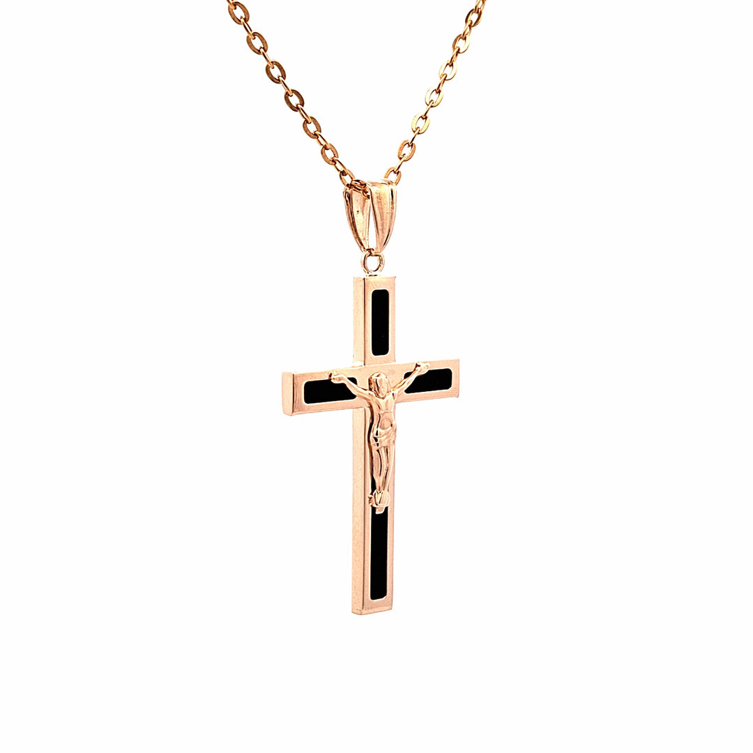 9ct gold and Onyx Crucifix pendant 38842