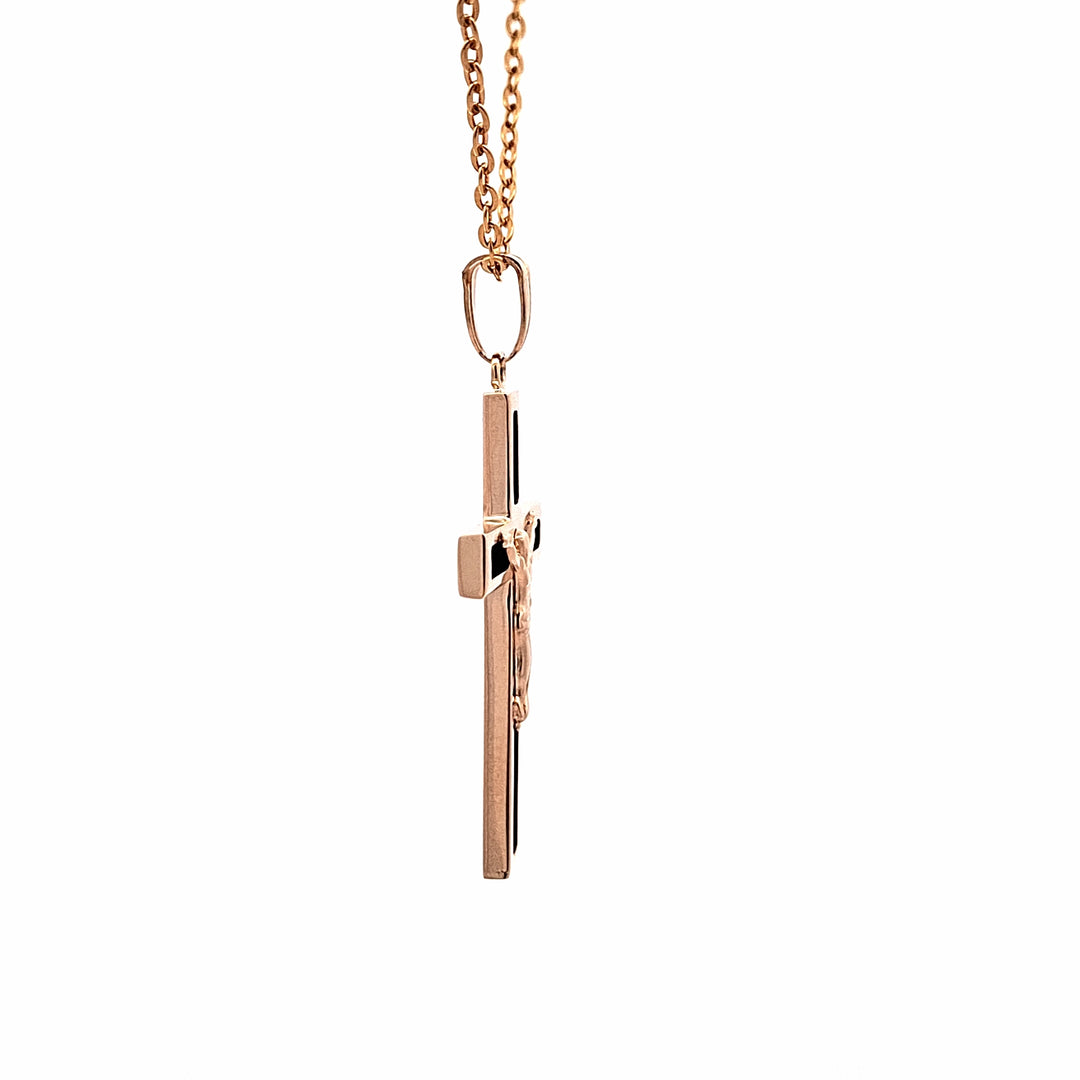 9ct gold and Onyx Crucifix pendant 38842