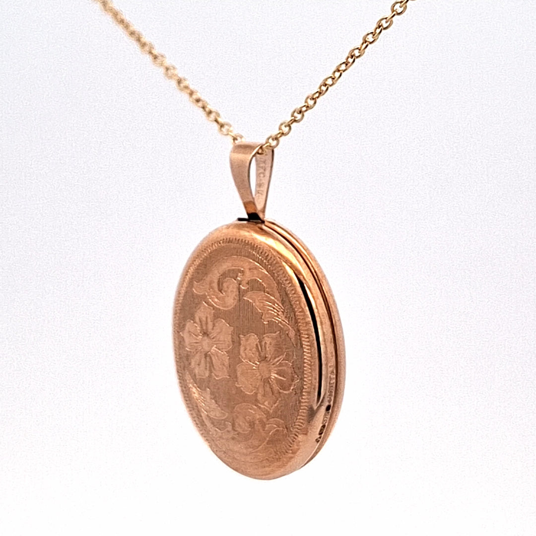 Gold Oval floral pattern locket 352