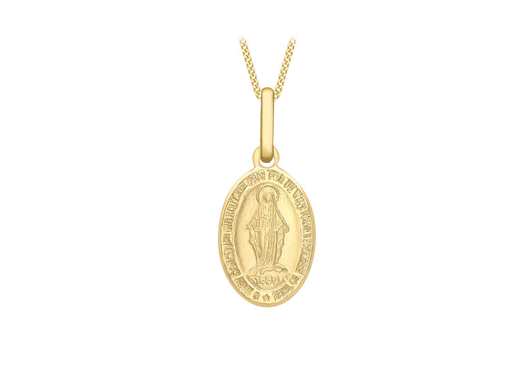 9ct gold oval Miraculous  medal 356 - Armin Lowe Jewellers