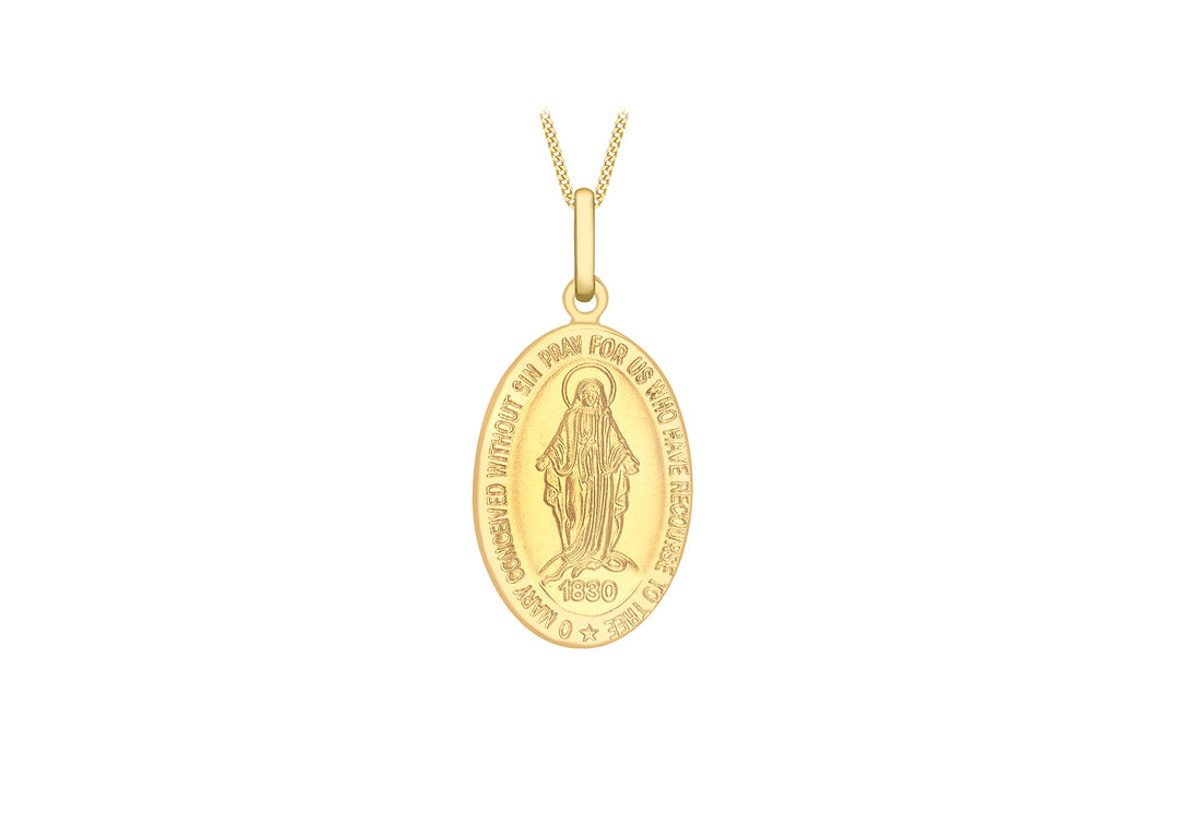 Large 9ct gold oval Miraculous medal 38196