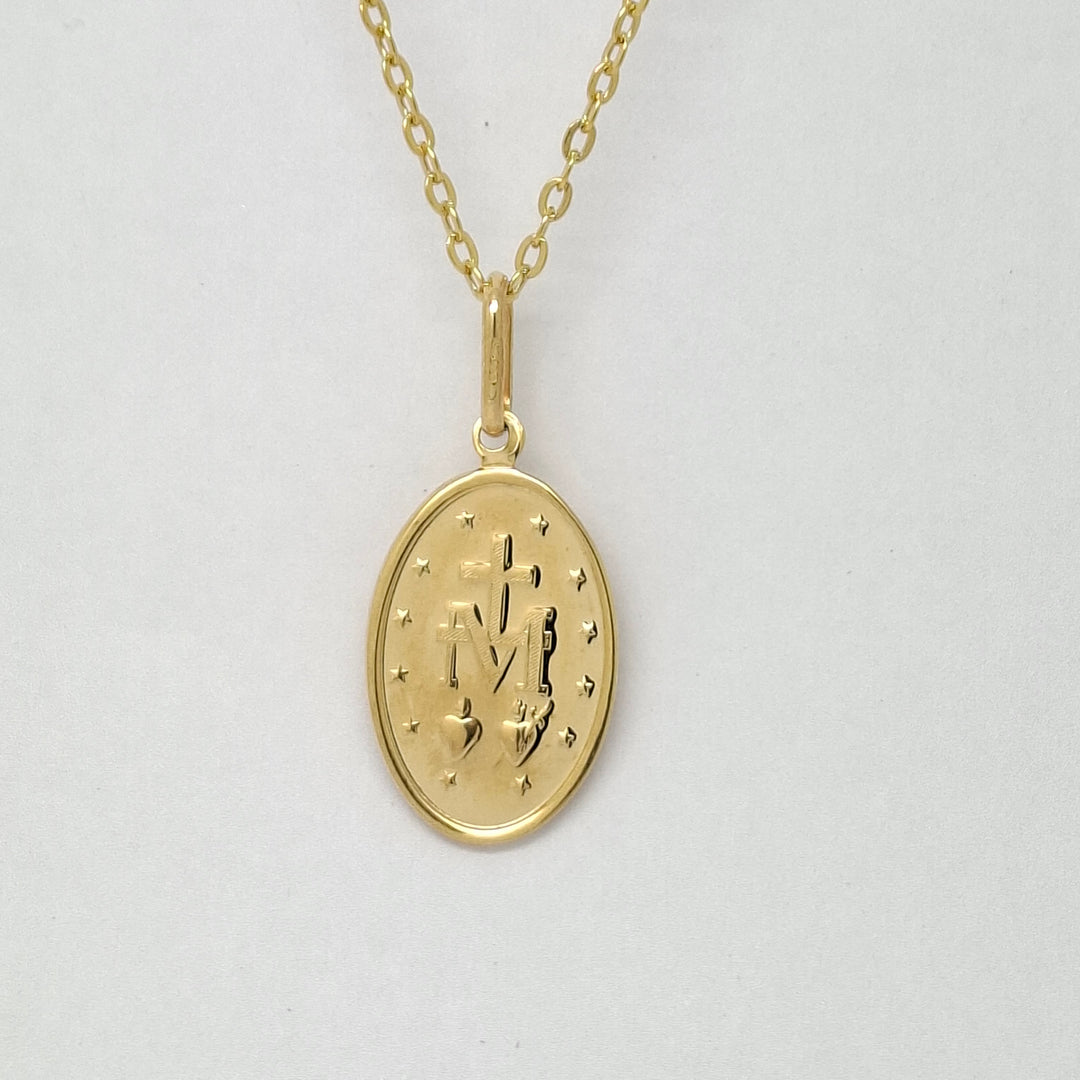 Large oval Gold Miraculous medal & 22"/56cm chain 38203