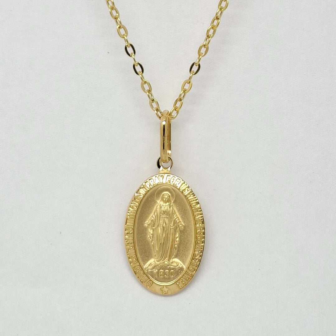 Large oval Gold Miraculous medal & 22"/56cm chain 38203