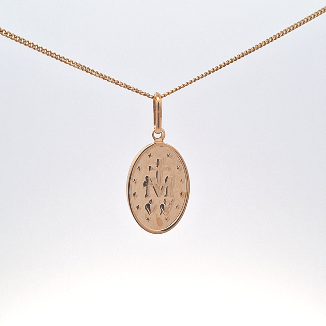 Large oval Gold Miraculous medal & chain 38203