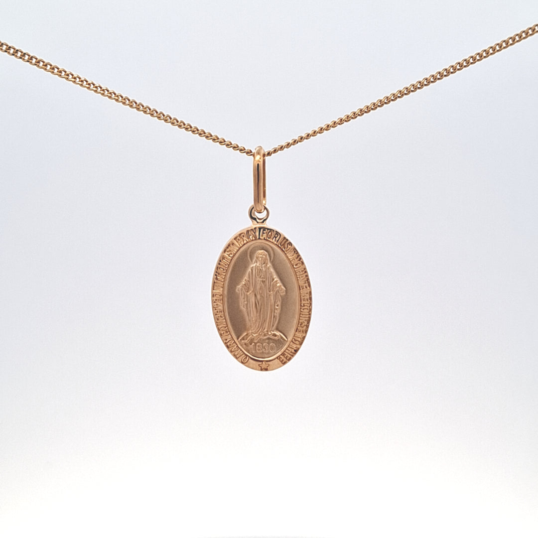 Large oval Gold Miraculous medal & chain 38203