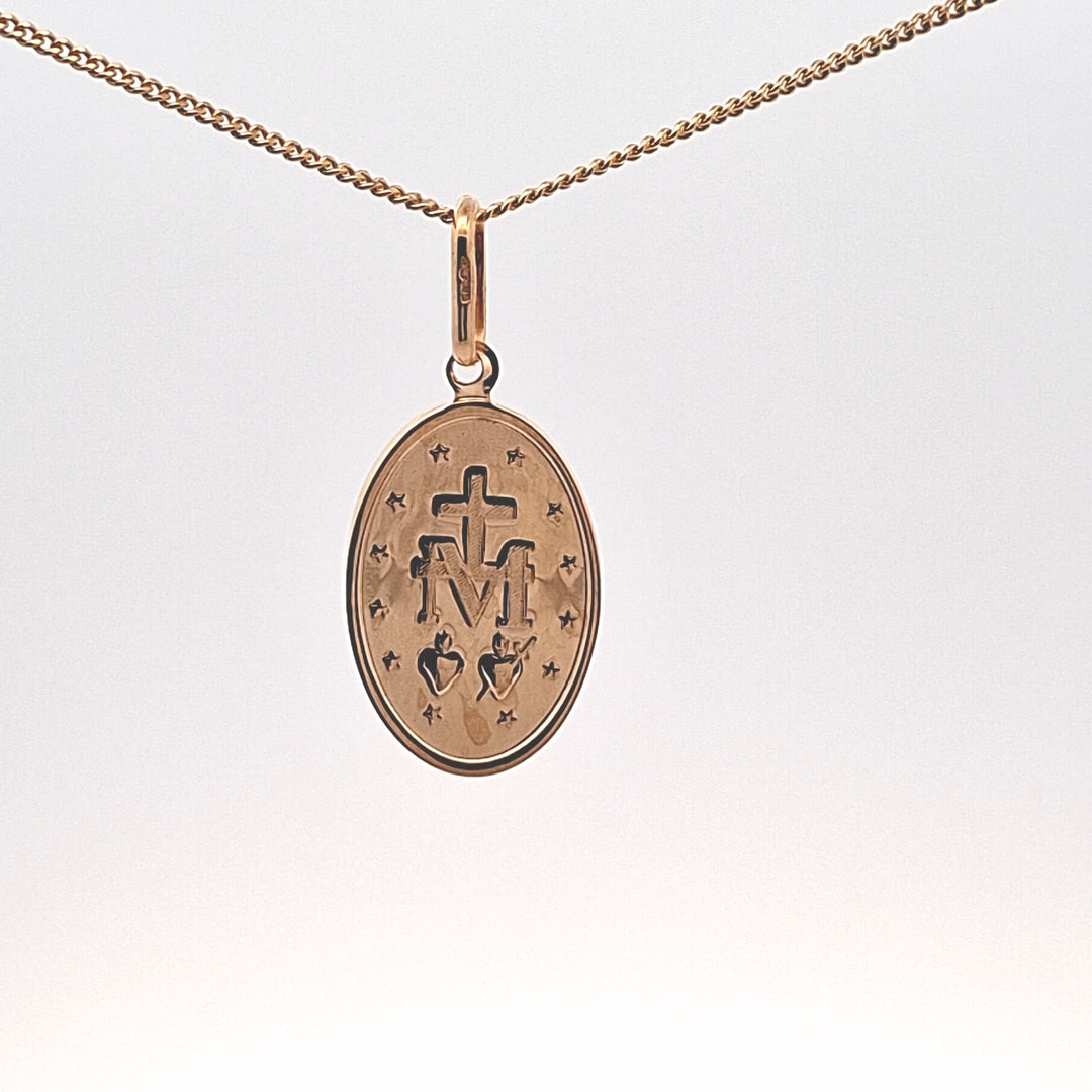 Large oval Gold Miraculous medal & chain 38203