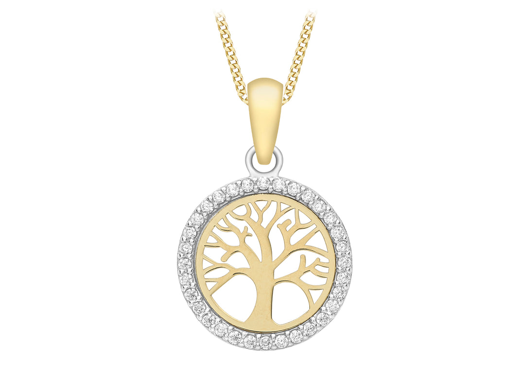 Gold circular Tree of Life pendant 38215