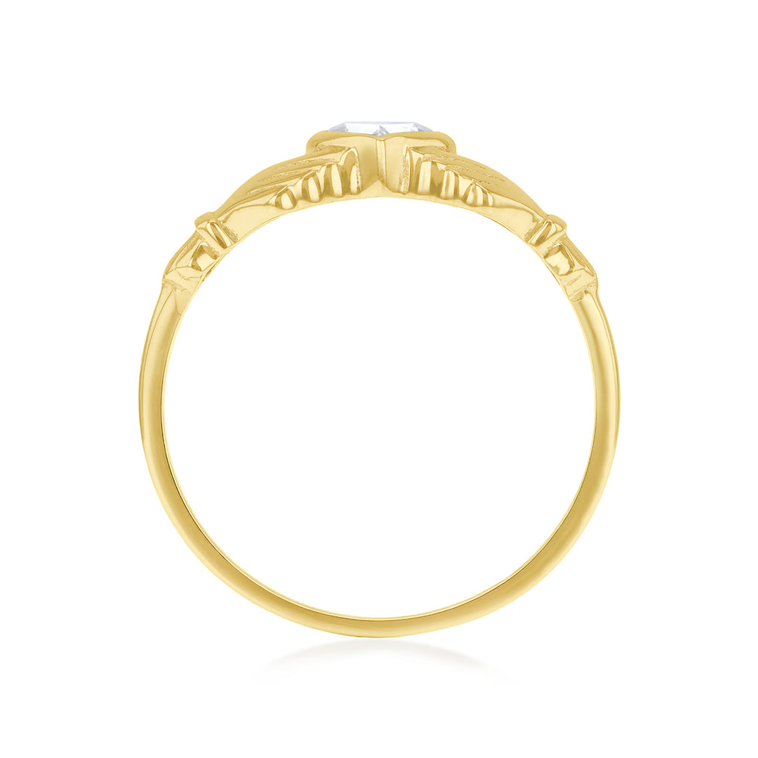 9ct Gold CZ Heart Claddagh ring 38869