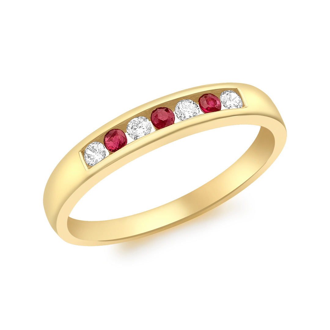 9ct Gold Ruby Red and white stone eternity ring 38905