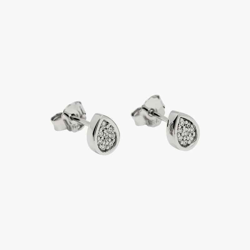 sterling silver sparkly pear shape stud earrings 38821