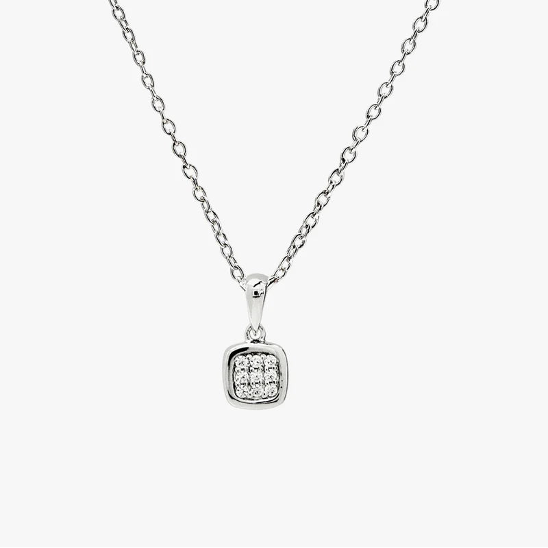 Sterling silver small square sparkly pendant 38824