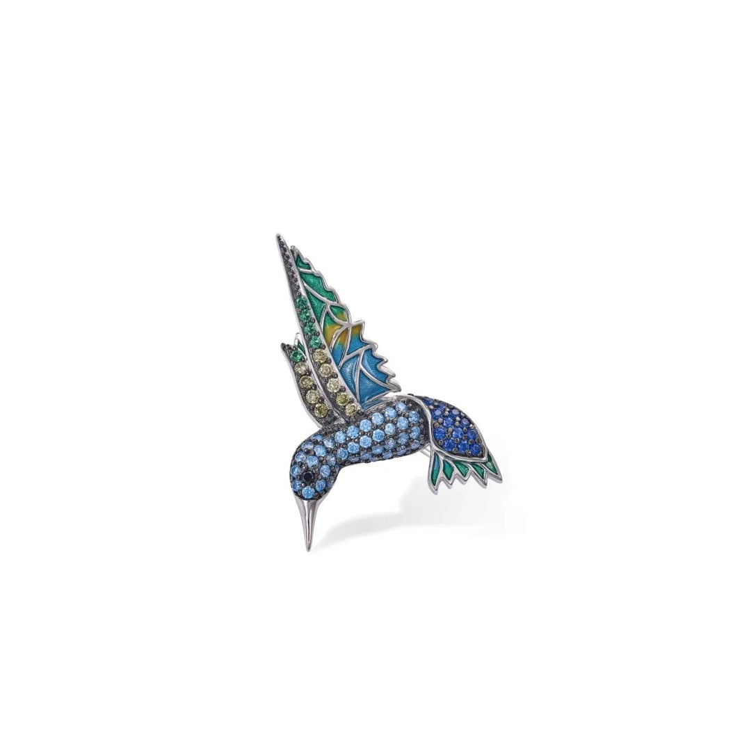 Sterling silver humming bird  brooch 38828