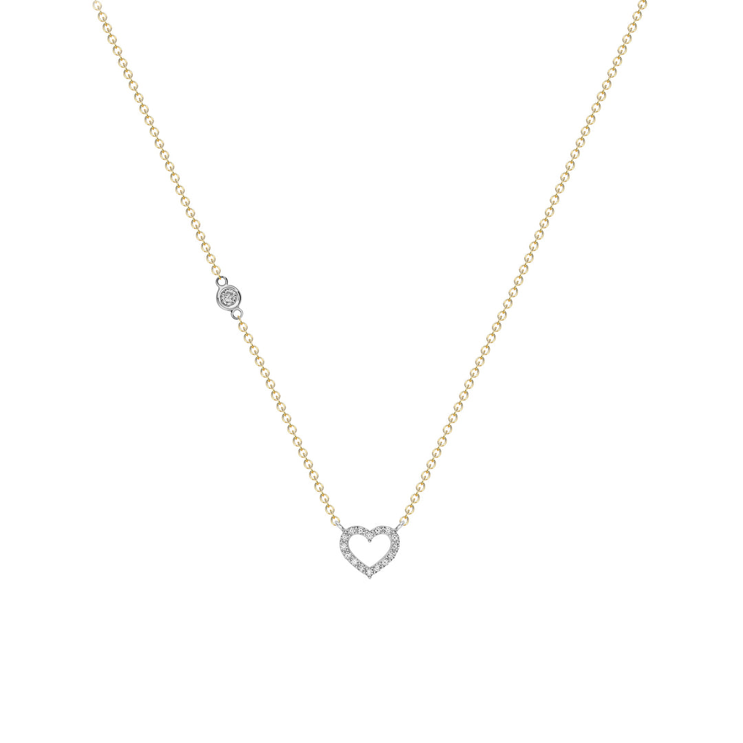 9ct gold two tome CZ set Heart necklace 38856