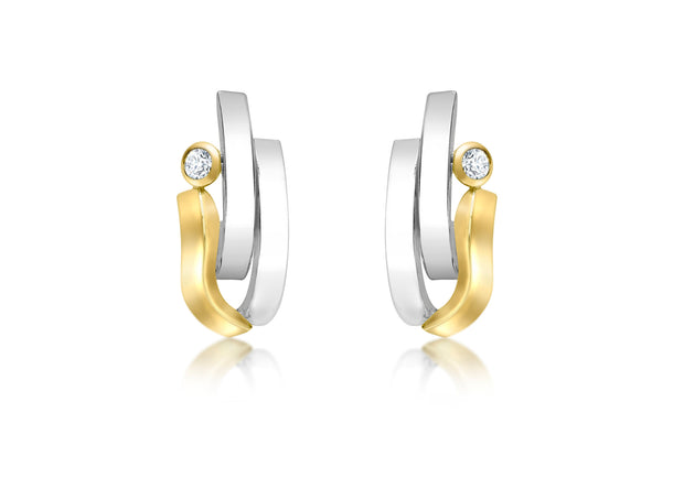 White + yellow gold CZ earrings 36866