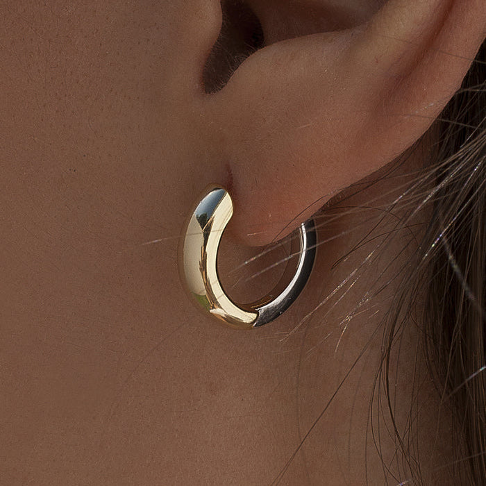 two tone small diameter hoop earrings 38799