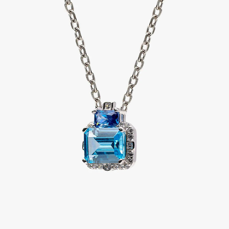 Sterling silver ocean blue cubic zirconia pendant 38815