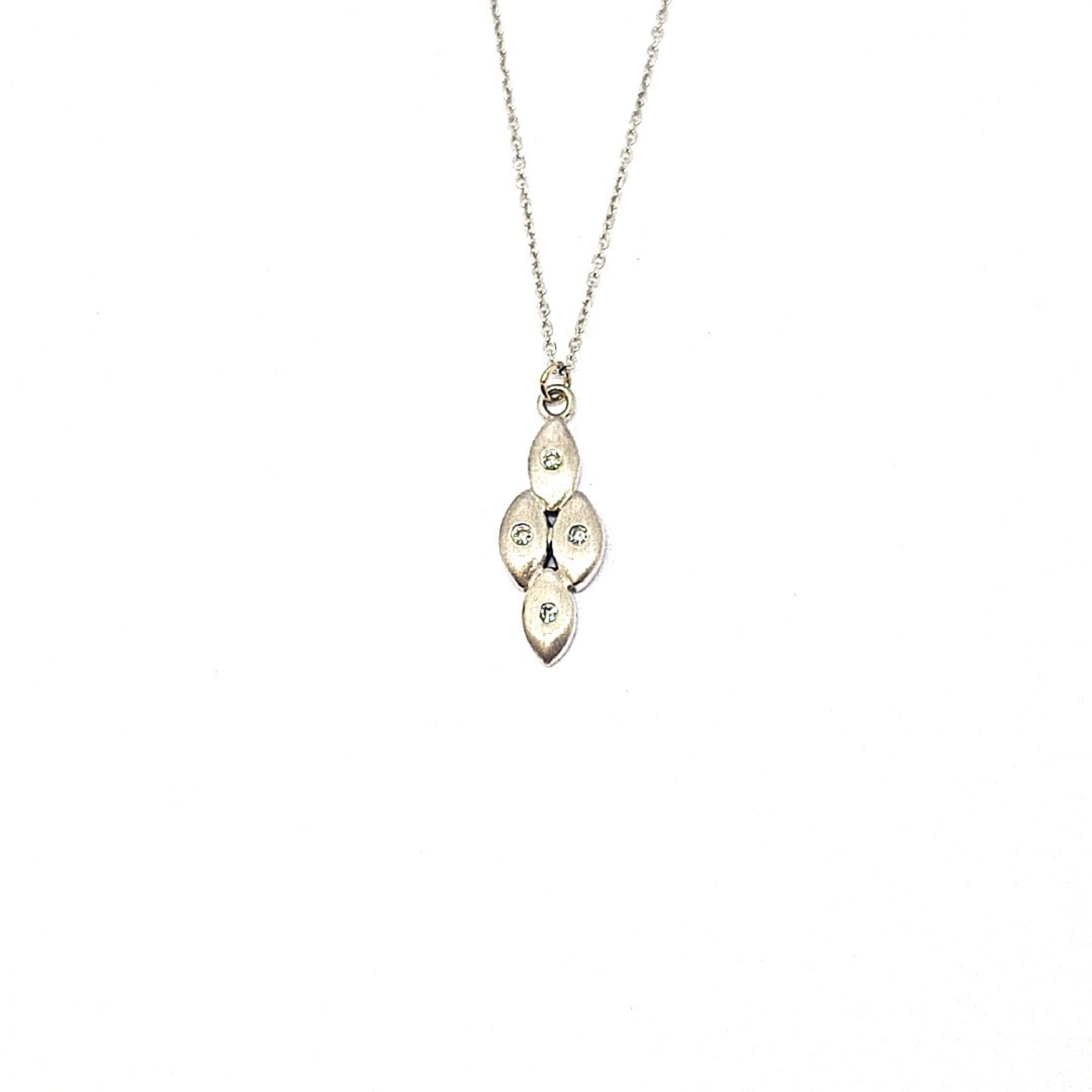 9ct white gold 4 marquise diamond set pendant 3183 - Armin Lowe Jewellers
