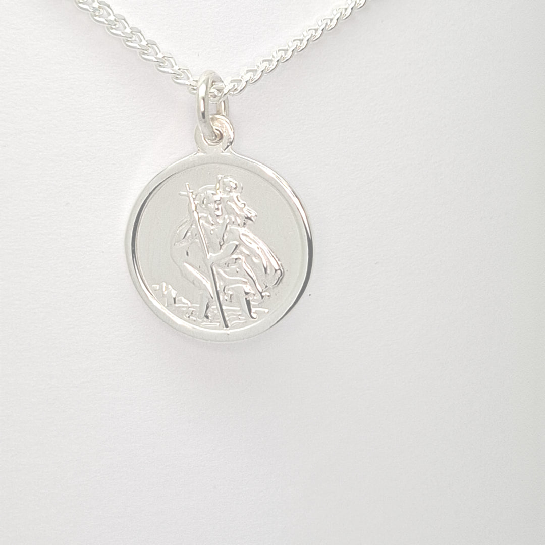 St. Christopher medal and chain in Sterling silver 37759