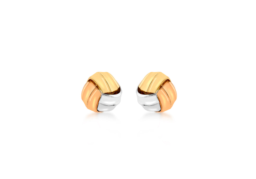 9ct gold 3 colour Knot stud earrings 35752 - Armin Lowe Jewellers