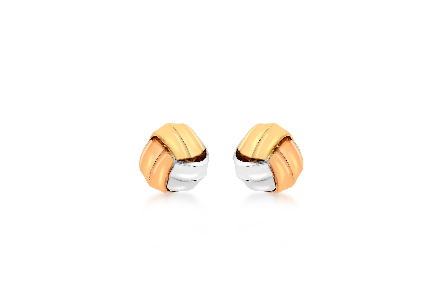9ct gold 3 colour Knot stud earrings 35752 - Armin Lowe Jewellers