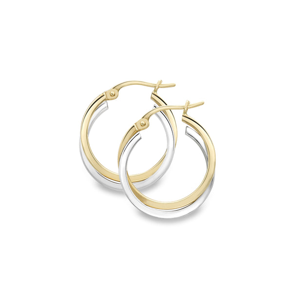 Gold two tone hoop Creole earrings 36757