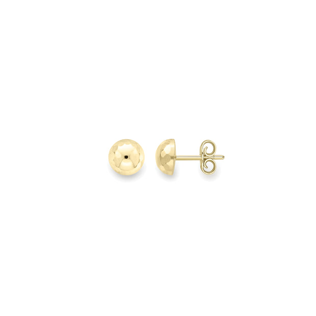 Gold Faceted 7mm domed stud earrings 36749