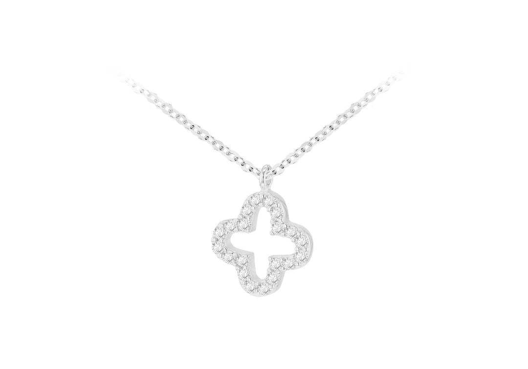 White gold Clover CZ set pendant 38222