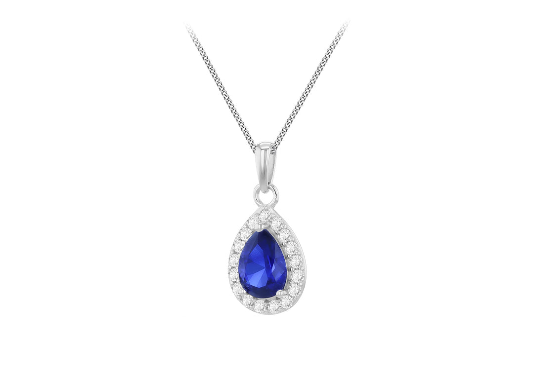 White gold Sapphire Pear pendant 38213